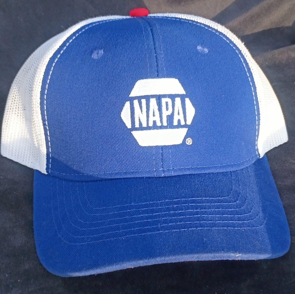 Rare Vintage NAPA Auto Parts "Half-Mesh" Trucker Hat | American Flag Patch | 90s